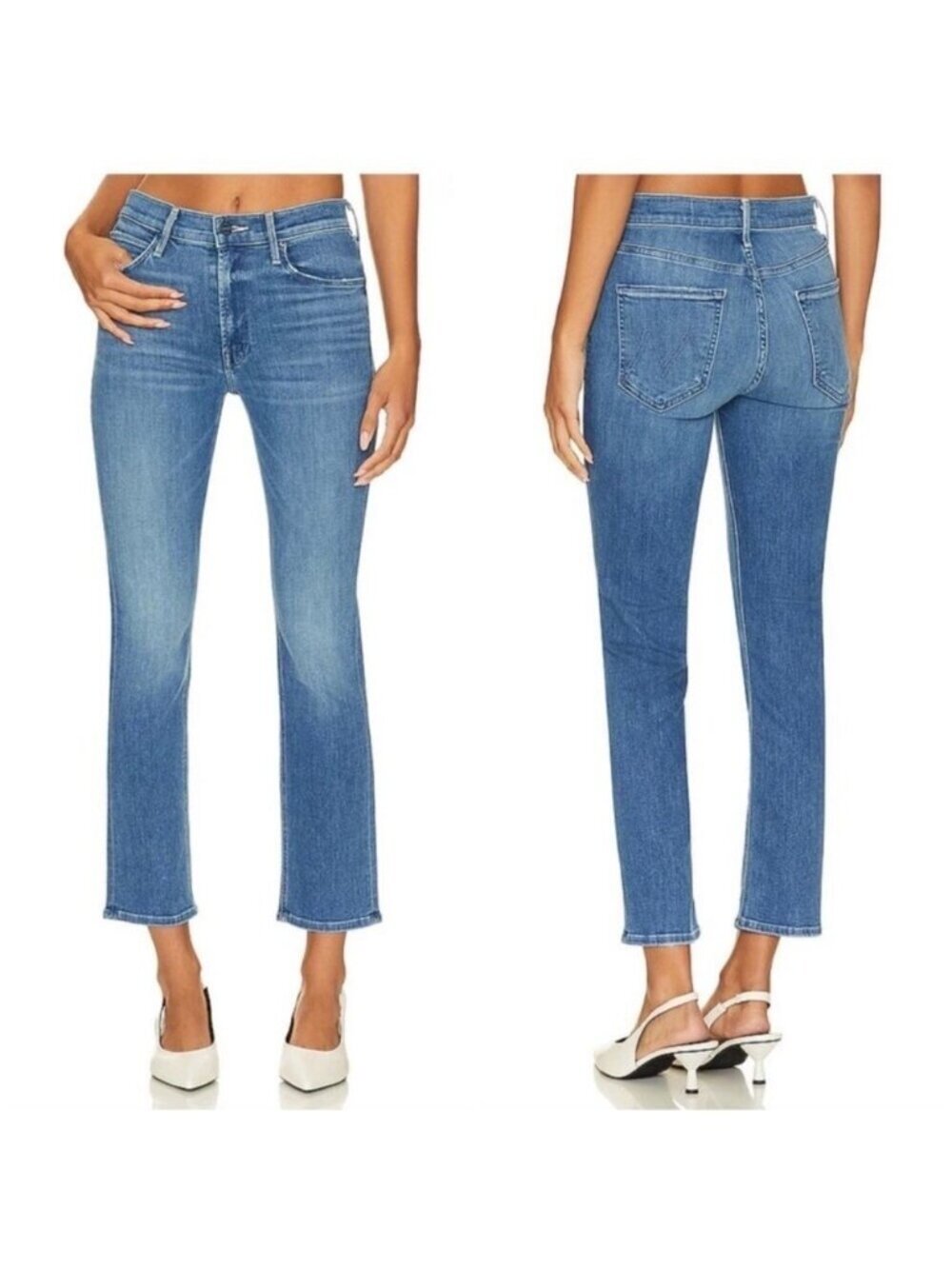 Mother The Mid Rise Rider Ankle Jeans In Wish On A Star Straight Crop Size 29